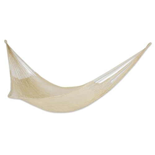 NOVICA Sansevieria Hängematte, aus natürlicher Sansevieria-Faser, für 2 Personen, XL-Seil, Beige/Weiß von NOVICA