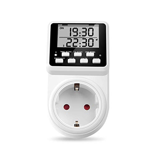 NOVKIT Intervall Digitale Zeitschaltuhr Steckdose mit unendlichem Zyklus, 3 Schaltprogramme und Countdown für Innen (230V / 16A / 3600W) von NOVKIT