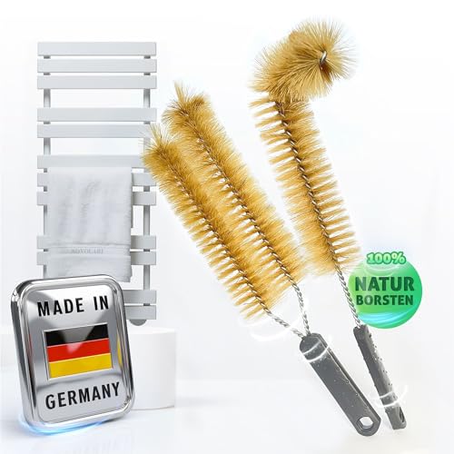 NOVOLARI Heizkörperbürste Naturborsten - 2er Set - für alle gängigen Heizkörper - Made in Germany - Heizungsbürste Reinigungsbürste Staubwedel für Heizung von NOVOLARI