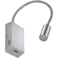 Wandleuchte Lesertilt Leiden Usb Led Smd 3w 240lm Cri80 3000k 35º Satin-Nickel von NOVOLUX