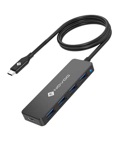 NOVOO 4 Ports USB C auf USB 3.0 5Gbps Ultra Slim mit 60 cm Kabel USB-C Multiport USB für iPhone 15 Plus/Pro Max, MacBook Pro/Air, iPad Pro/Air, Surface Pro, Galaxy S2 NOVOO 4 Ports USB C auf USB 3.0 5Gbps Ultra Slim mit 60 cm Kabel USB-C Multiport USB für iPhone 15 Plus/Pro Max, MacBook Pro/Air, iPad Pro/Air, Surface Pro, Galaxy S2 von NOVOO