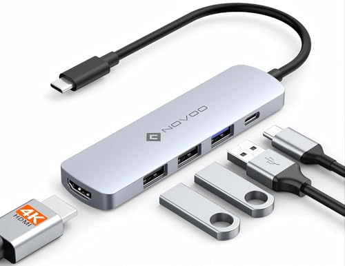 NOVOO 5-in-1 USB-C-Hub, Adapter USB C auf HDMI 4K, Aufladen 100 W PD, USB-C auf USB x 3, USB C Adapter Multiport, kompatibel mit MacBook Air MacBook Pro Chromebook NOVOO 5-in-1 USB-C-Hub, Adapter USB C auf HDMI 4K, Aufladen 100 W PD, USB-C auf USB x 3, USB C Adapter Multiport, kompatibel mit MacBook Air MacBook Pro Chromebook von NOVOO