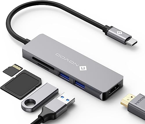 NOVOO 5-in-1 USB-C-Hub mit 4K HDMI-Adapter, 2 USB 3.0-Anschlüsse, SD/TF-Kartenleser, USB-C-Multiport-Hub für MacBook Pro 2019/2018, iMac 2017, Huawei Matebook, Google Chromebook Pixel NOVOO 5-in-1 USB-C-Hub mit 4K HDMI-Adapter, 2 USB 3.0-Anschlüsse, SD/TF-Kartenleser, USB-C-Multiport-Hub für MacBook Pro 2019/2018, iMac 2017, Huawei Matebook, Google Chromebook Pixel von NOVOO