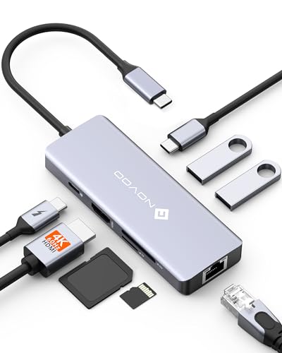 NOVOO USB C auf Ethernet Hub, 8 in 1 Adapter USB C auf HDMI 4K, 100W PD, USB C 3.0, USB A 3.0, SD/TF Multiport Dock für MacBook Pro Air M2 M1 Surface iPad Galaxy HP NOVOO USB C auf Ethernet Hub, 8 in 1 Adapter USB C auf HDMI 4K, 100W PD, USB C 3.0, USB A 3.0, SD/TF Multiport Dock für MacBook Pro Air M2 M1 Surface iPad Galaxy HP von NOVOO