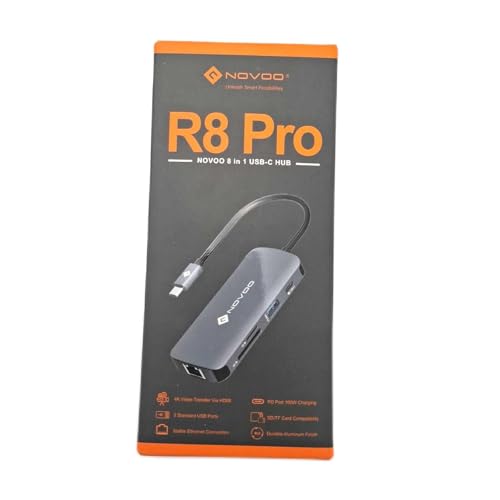 NOVOO USB C auf HDMI Adapter, 8-in-1 USB C Hub auf Gigabit Ethernet, HDMI 4K@60Hz, USB A X 3, 100W PD, SD/TF Multiport Dock für MacBook Air/Pro, Lenovo, Surface, Galaxy NOVOO USB C auf HDMI Adapter, 8-in-1 USB C Hub auf Gigabit Ethernet, HDMI 4K@60Hz, USB A X 3, 100W PD, SD/TF Multiport Dock für MacBook Air/Pro, Lenovo, Surface, Galaxy von NOVOO
