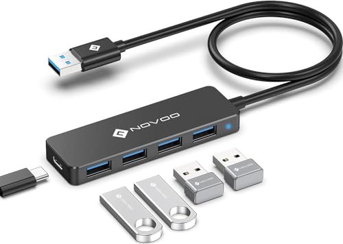 NOVOO USB-Hub, 5-in-1-USB-Hub USB-3.0, ultradünn und 5 Gbit/s schnelle Übertragung USB auf USB Adapter für MacBook Pro/Air, Mac Pro/Mini, Notebook PC, Discs NOVOO USB-Hub, 5-in-1-USB-Hub USB-3.0, ultradünn und 5 Gbit/s schnelle Übertragung USB auf USB Adapter für MacBook Pro/Air, Mac Pro/Mini, Notebook PC, Discs von NOVOO
