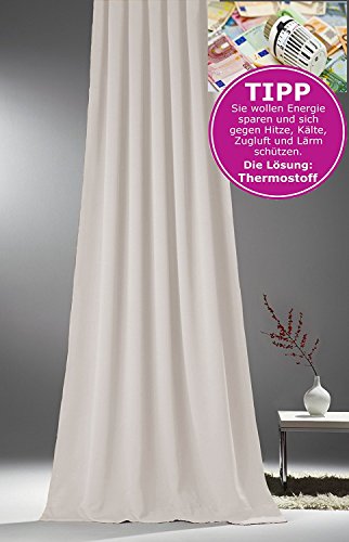 NOVUM fix Gardine Vorhang für Verdunkelung & Thermoeffekt * XXL 145x250 cm (BxH) * auf Kräuselband in 10 Farben * Lärmdämmend * Off-White (weiß) von NOVUM fix