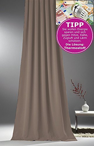 NOVUM fix Gardine Vorhang für Verdunkelung & Thermoeffekt * XXL 145x300 cm (BxH) * auf Kräuselband in 10 Farben * Lärmdämmend * (Taupe) von NOVUM fix