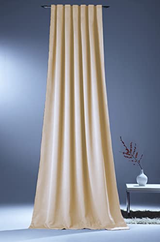 NOVUM fix "Sopran Gardine, Vorhang für Verdunkelung und Thermoeffekt, Kräuselband, Blickdicht und lichtundurchlässig, Dimmout-Qualität, 140x175 cm(BxH), beige von NOVUM fix