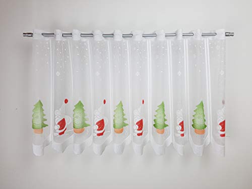 NOVUM fix Weihnachtsgardine *Wirkgardine mit Weihnachtsmännern und Tannenbäumen* Bistrogardine * Panneaux* ca.150 x 50 cm(BxH) von NOVUM fix