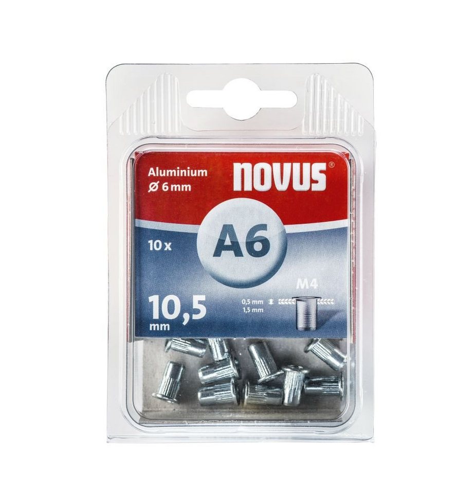 NOVUS Blindniete Novus Blindnietmutter A6/10,5 M4 Gewinde Alu 10 von NOVUS