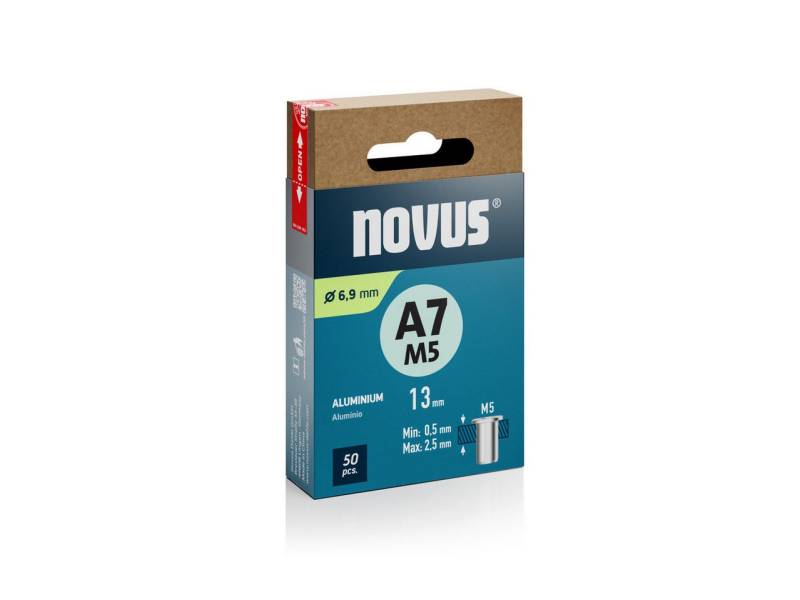 NOVUS Blindniete Novus Blindnietmuttern Typ A7 Ø 6,9 x 13 mm M5 Alu von NOVUS