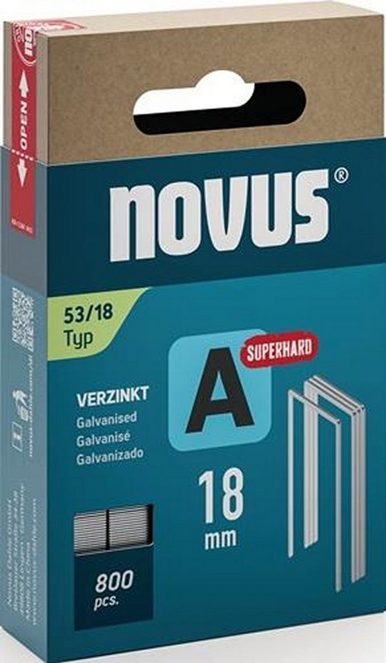 NOVUS Draht NOVUS Feindrahtklammer A Typ 53 Klammer-B.11,3mm 18mm 0,75mm superhar von NOVUS