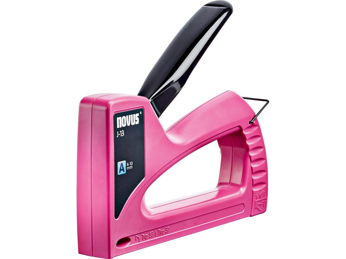 NOVUS Handtacker J-13 Pink, Kleiner Handtacker mit hochwertigem Kunststoffgehäuse von NOVUS