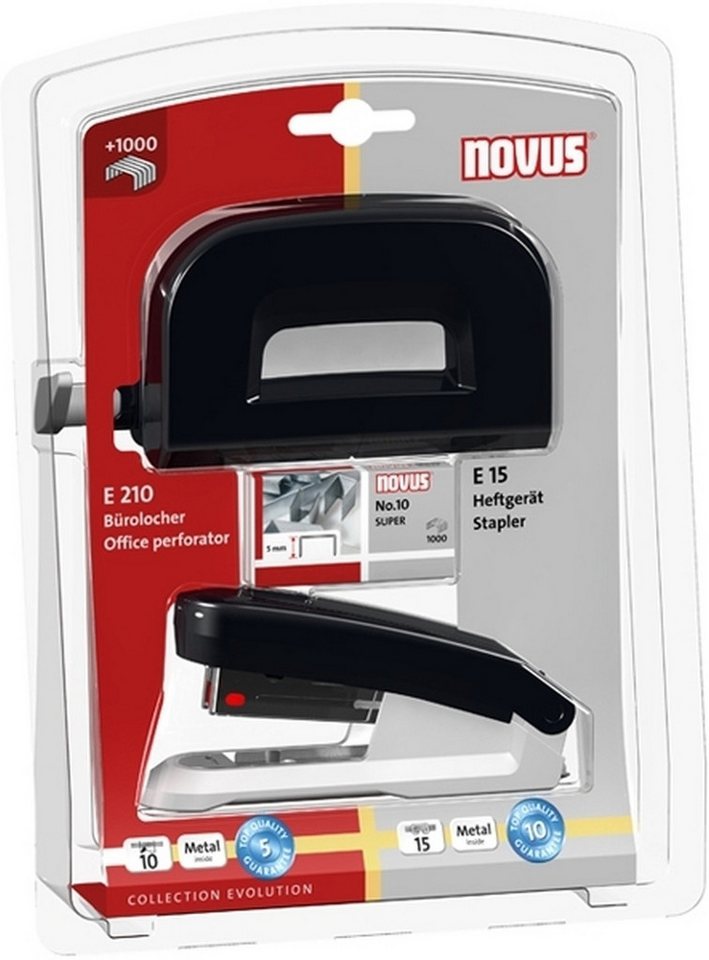 NOVUS Tischaufsatz Schreibtisch-Set Twinset Heftgerät+Locher E 15/E 210 schwarz von NOVUS
