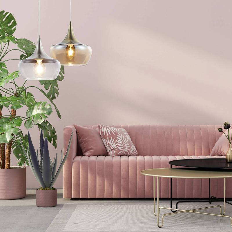 Glas-Pendelleuchte Arola, messing antik von Nowa