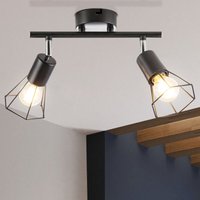 Deckenleuchte Wohnzimmerlampe Schlafzimmerleuchte Metall schwarz Geflecht, 2x E14 Fassung, Länge 25 cm, Wohnzimmer Schlafzimmer von NOWA
