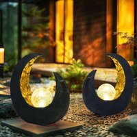 Gartendeko Solarlampen für Außen Outdoor Balkon Deko schwarz gold Mond Glaskugel, 1x led, LxBxH 29,4x9x30,5 cm, 2er Set von NOWA