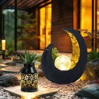 Gartendeko Solarleuchte led Blumentopf Pflanzgefäß Außenleuchte Mondsichel Solardeko, 6-8 Stunden, 2er Set von NOWA