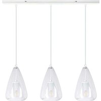 Hängelampe 3 flammig Esstischleuchte Glas klar Pendelleuchte Metall weiß Wohnzimmerlampe, Metall, 3x E14, LxH 75x150 cm Hängelampe 3 flammig Esstischleuchte Glas klar Pendelleuchte Metall weiß Wohnzimmerlampe, Metall, 3x E14, LxH 75x150 cm von NOWA
