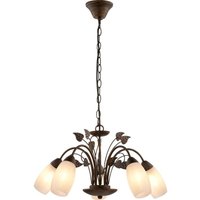 Kronleuchter Hängelampe Pendelleuchte 5-Flammig E14 Glas alabaster rost d 50 cm von NOWA
