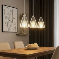 LED Hängelampe 3 flammig Esstischleuchte Glas klar Pendelleuchte Metall weiß Wohnzimmerlampe dimmbar, Metall, 3x 4W 470Lm warmweiß, LxH 75x150 cm LED Hängelampe 3 flammig Esstischleuchte Glas klar Pendelleuchte Metall weiß Wohnzimmerlampe dimmbar, Metall, 3x 4W 470Lm warmweiß, LxH 75x150 cm von NOWA
