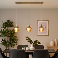 LED Hängeleuchte 3-Flammig Pendelleuchte Glas Retro Esszimmerlampe Glasschirme, Metall, 3x 4W 3x 320lm warmweiß, LxBxH 65x15x150 cm von NOWA