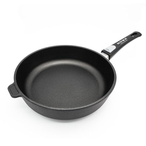 NOWA Aluguss Schmorpfanne (28 cm Ø) - Antihaftbeschichtete Hochrandpfanne (7 cm Innenhöhe) mit abnehmbarem Griff für alle Herdarten – backofen- & induktionsgeeignet von NOWA