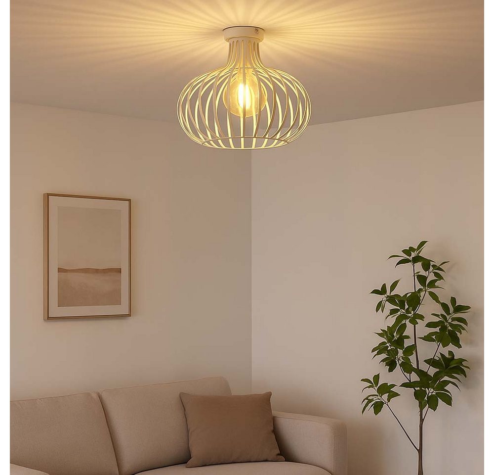 NOWA Deckenleuchte, Leuchtmittel nicht inklusive, Deckenlampe Deckenleuchte Wohnzimmerlampe E27 Industrial Gitter H 35cm von NOWA