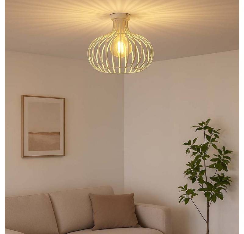 NOWA Deckenleuchte, Leuchtmittel nicht inklusive, Deckenlampe Deckenleuchte Wohnzimmerlampe E27 Industrial Gitter H 35cm von NOWA