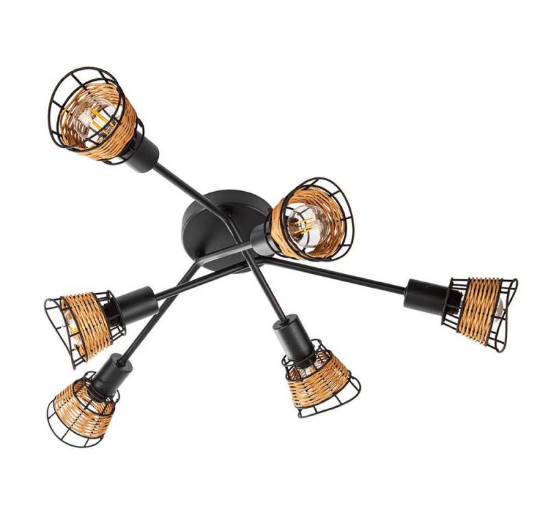 NOWA Deckenspot, LED-Leuchtmittel fest verbaut, Deckenleuchte Rattan Deckenlampe 6 Flammig Deckenlampe NOWA Deckenspot, LED-Leuchtmittel fest verbaut, Deckenleuchte Rattan Deckenlampe 6 Flammig Deckenlampe von NOWA