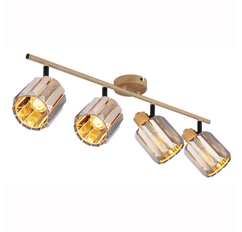 NOWA Deckenspot, Leuchtmittel nicht inklusive, Deckenleuchte Spotlampe Kristalle rauch 4x E14 holzoptik Deckenlampe NOWA Deckenspot, Leuchtmittel nicht inklusive, Deckenleuchte Spotlampe Kristalle rauch 4x E14 holzoptik Deckenlampe von NOWA