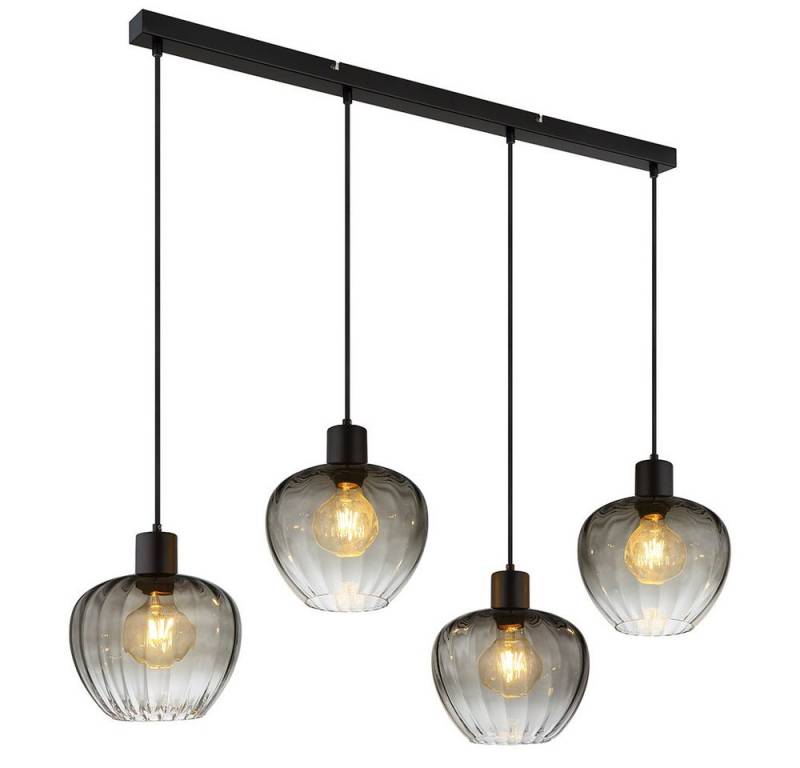 NOWA Hängeleuchte, Leuchtmittel nicht inklusive, Hängelampe Pendelleuchte Esstischlampe 4 flammig Rauchglas H 120 cm von NOWA