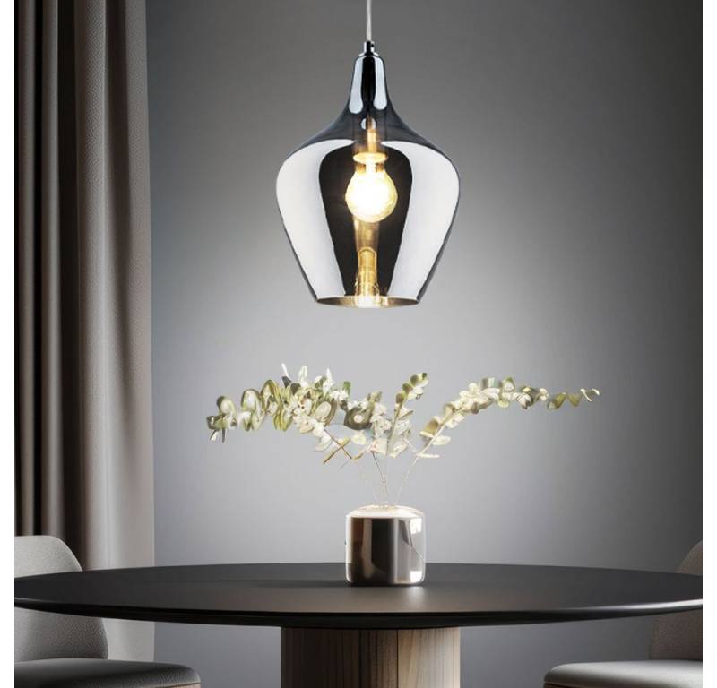 NOWA Hängeleuchte, Leuchtmittel nicht inklusive, Hängeleuchte Pendelleuchte Esszimmerlampe Rauchglas Retro E27 von NOWA