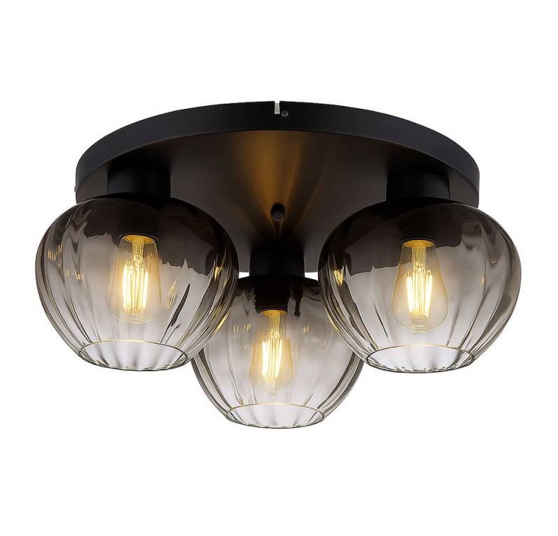 NOWA LED Deckenleuchte, Leuchtmittel inklusive, Warmweiß, LED Deckenlampe Deckenleuchte Wohnzimmerlampe Rauchglas D 45 cm von NOWA