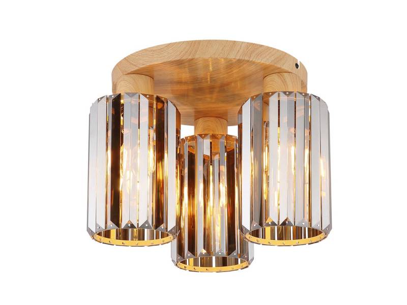 NOWA LED Deckenleuchte 3 Schirme mit Rauchglas Kristall Ø 35cm, Dimmfunktion, LED wechselbar, Warmweiß, ausgefallene Deckenleuchte 3-flammig, Baldachin Metall in Holzoptik NOWA LED Deckenleuchte 3 Schirme mit Rauchglas Kristall Ø 35cm, Dimmfunktion, LED wechselbar, Warmweiß, ausgefallene Deckenleuchte 3-flammig, Baldachin Metall in Holzoptik von NOWA