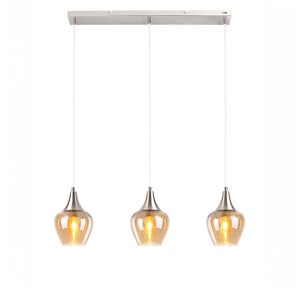 NOWA LED Pendelleuchte, Leuchtmittel inklusive, Warmweiß, Hängeleuchte Pendelleuchte Metall silber Glas Tropfenform 3x E14 NOWA LED Pendelleuchte, Leuchtmittel inklusive, Warmweiß, Hängeleuchte Pendelleuchte Metall silber Glas Tropfenform 3x E14 von NOWA