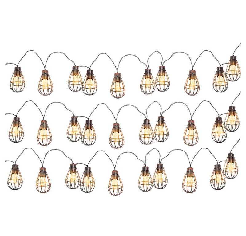 NOWA LED Solarleuchte, LED-Leuchtmittel fest verbaut, Warmweiß, Solar Lichterkette Außenleuchte 30x LED Laternen Retro Gartendeko von NOWA