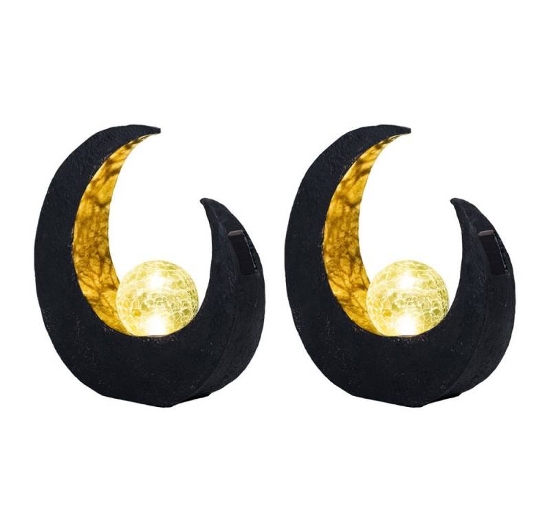 NOWA LED Solarleuchte, LED-Leuchtmittel fest verbaut, Gartendeko Solarlampen Außen Outdoor Balkon Deko schwarz gold 2x von NOWA