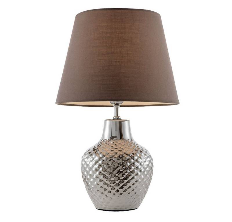 NOWA LED Tischleuchte, Leuchtmittel inklusive, Warmweiß, LED Tischlampe Keramik Textil Nachttischlampe Tischleuchte Höhe 32cm von NOWA