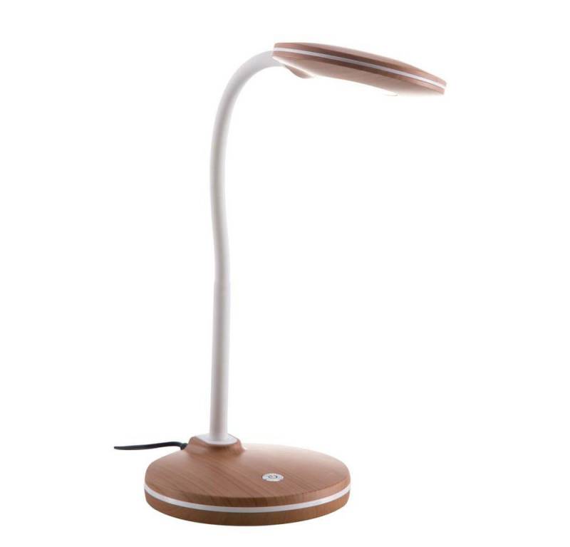 NOWA Schreibtischlampe, LED-Leuchtmittel fest verbaut, Warmweiß, Schreibtischleuchte Tischlampe LED 3 Stufen Touchdimmer Holzoptik von NOWA