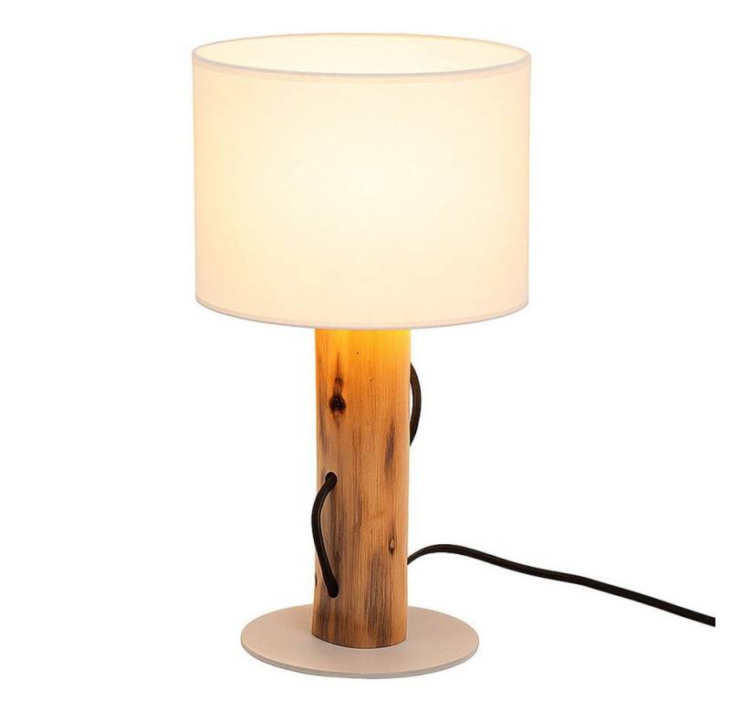 NOWA Schreibtischlampe, Leuchtmittel inklusive, Warmweiß, LED Tischlampe Tischleuchte Nachttischleuchte Holz braun Stoff von NOWA