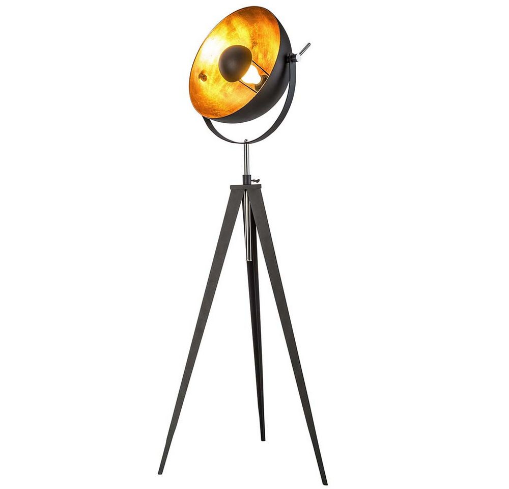 NOWA Stehlampe, Leuchtmittel nicht inklusive, Stehlampe Stehleuchte Beistelllampe schwarz gold höhenverstellbar von NOWA