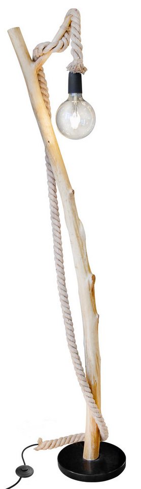 NOWA Stehlampe NERIDA, ohne Leuchtmittel, Stehleuchte, Holz, Hanf, Wohnzimmer, Schlafzimmer, Flur von NOWA
