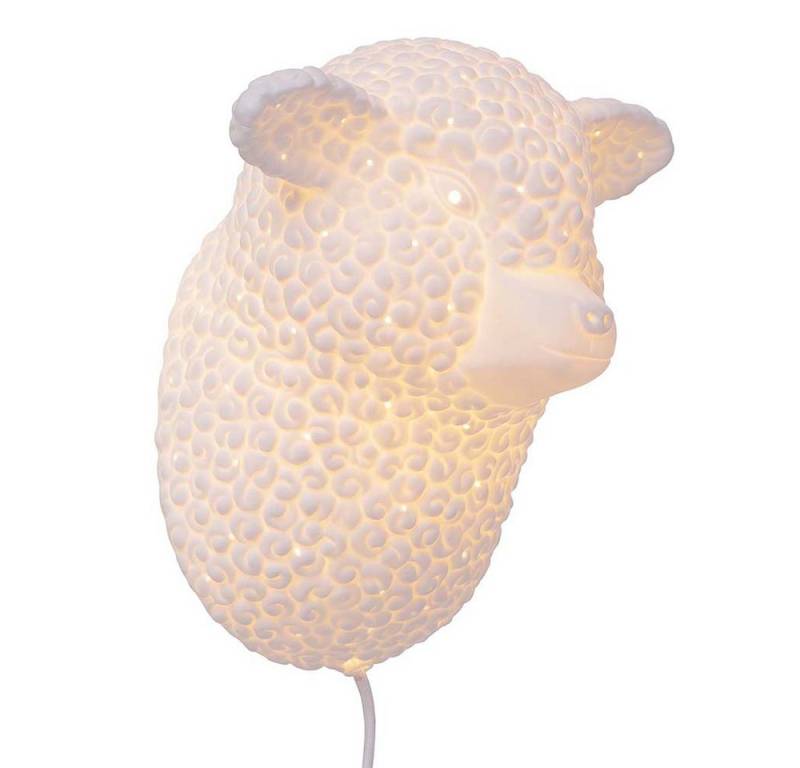 NOWA Wandleuchte, Leuchtmittel nicht inklusive, Wandlampe Wandleuchte Schlafzimmerlampe E14 Porzellan Schaf weiß von NOWA