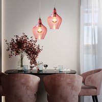 Glas Pendelleuchte pink Esszimmer Lampe hängend Retro Hängelampe Wohnzimmer Vintage, 1x E27, DxH 20 x 150 cm, 2er Set Glas Pendelleuchte pink Esszimmer Lampe hängend Retro Hängelampe Wohnzimmer Vintage, 1x E27, DxH 20 x 150 cm, 2er Set von NOWA