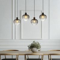 Nowa - Hängelampe Pendelleuchte Esstischlampe Retro Rauchglas Wohnzimmerlampe 4 flammig, Metall schwarz, 4x E27, LxH 108x120 cm Nowa - Hängelampe Pendelleuchte Esstischlampe Retro Rauchglas Wohnzimmerlampe 4 flammig, Metall schwarz, 4x E27, LxH 108x120 cm von NOWA