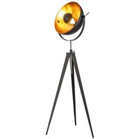 Stehlampe Stehleuchte Beistelllampe schwarz gold höhenverstellbar E27 h 168 cm von NOWA