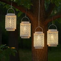 Solarleuchte Hängelampe Solarlampen für Außen Gartendeko Laterne orientalische, Metall weiß, orientalisch, LED, DxH 13x18 cm, 4er Set von NOWA