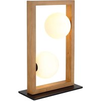 Tischlampe Tischleuchte Nachttischleuchte Glaskugel opal Holz braun h 40 cm von NOWA